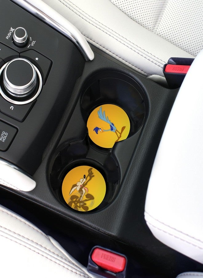 Elektroplate Officially Licensed Looney Tunes Wile E. Coyote & The Road Runner Auto Ceramic Coasters (2.6") | Universal Fit for All Cars, Trucks, SUVs, and More | Absorbent Non-Slip Durable | Set of 2 - Image 2